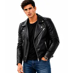 ELEMENT SPECIAL EDITION - Casaca Cuero Importado Premium Hombre Biker Negro Diseño Exclusivo
