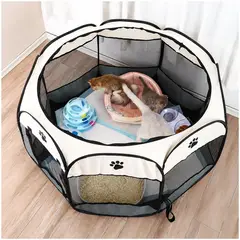 GENERICO - Corral Cama para Gatos Perros Casa para Mascotas Plegable 58x90x90cm - Gris oscuro - M