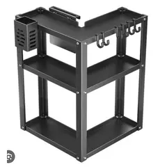 GENERICO - Estante Esquinero para Cocina de 3 Niveles en Metal Negro