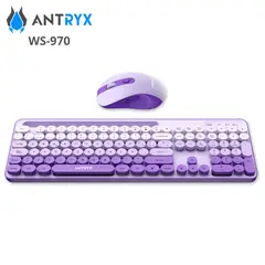 ANTRYX - Kit Wireless Teclado + Mouse WS-970 Purple, Holder Slot
