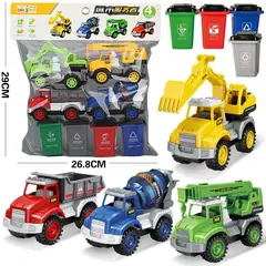 TIOZONEY - Set de Camiones de Juguete + Tachos de Basura