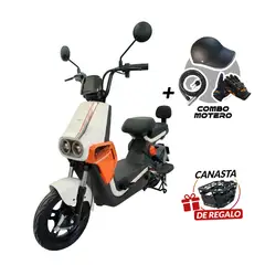 JEFF BIKE - BICIMOTO MODELO RT-CROX COLOR BEIGE CON CANASTA DE REGALO + COMBO MOTERO 60KM AUTONOMIA