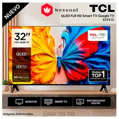 TCL - Televisor Smart TV 32´´ QLED FHD Google TV 32V51C - Modelo Nuevo