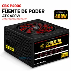 CYBERTEL - Fuente de Poder Gamer 400W ATX para PC CBX P4000