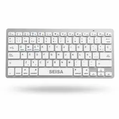 SEISA - Teclado Inalámbrico Bluetooth Universal para Laptop, Tablet y Celular – Blanco
