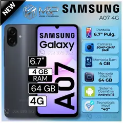 SAMSUNG - Celular Galaxy A07 6.7" Pulg. HD 4GB RAM 64GB Android 15 - Negro