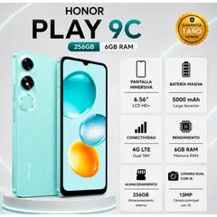 HONOR - Celular Play 9c 256GB 6GB Cyan