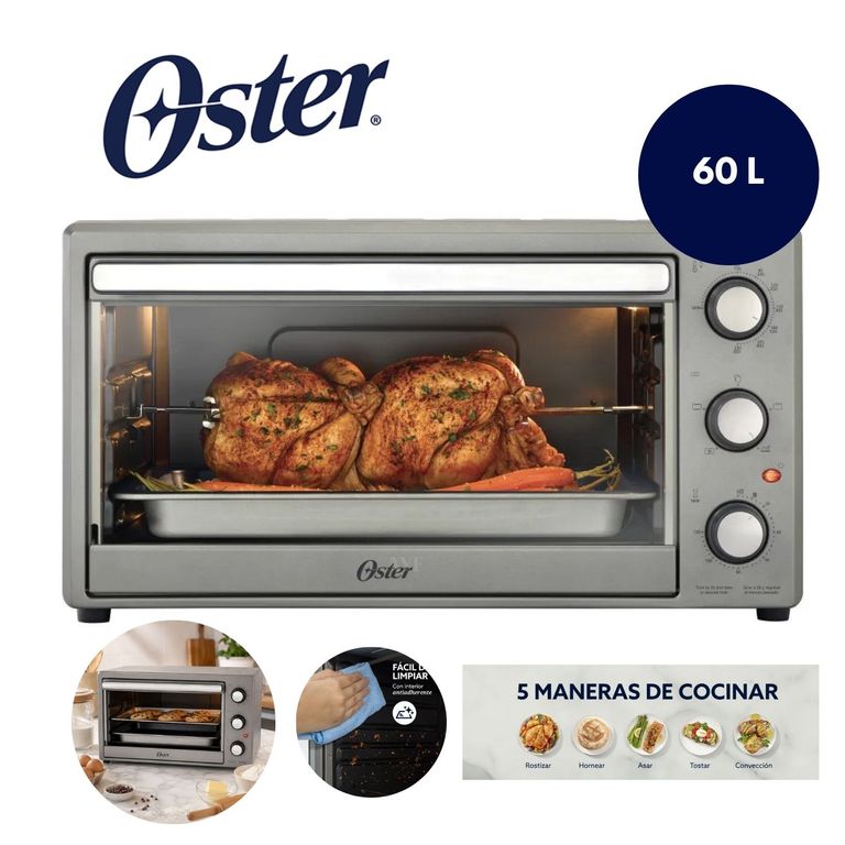 Horno Eléctrico XL 60 Litros con Convección y Rostizador TSSTTV60MNS Gris