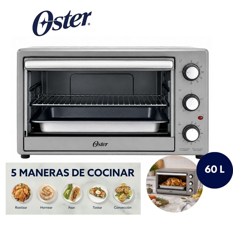 Horno Eléctrico XL 60 Litros con Convección y Rostizador TSSTTV60MNS Gris