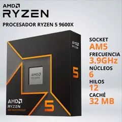 RYZEN - PROCESADOR 5 9600X 3.9/5.4 GHz 32MB AM5 GRAFICOS RADEON - 037465.