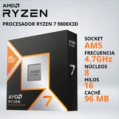 RYZEN - PROCESADOR 7 9800X3D 4.7/5.2 GHz 96MB AM5 GRAFICOS RADEON - 038601.