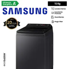 SAMSUNG - LAVADORA 15KG COLOR NEGRO MOD WA40F15E4CPE