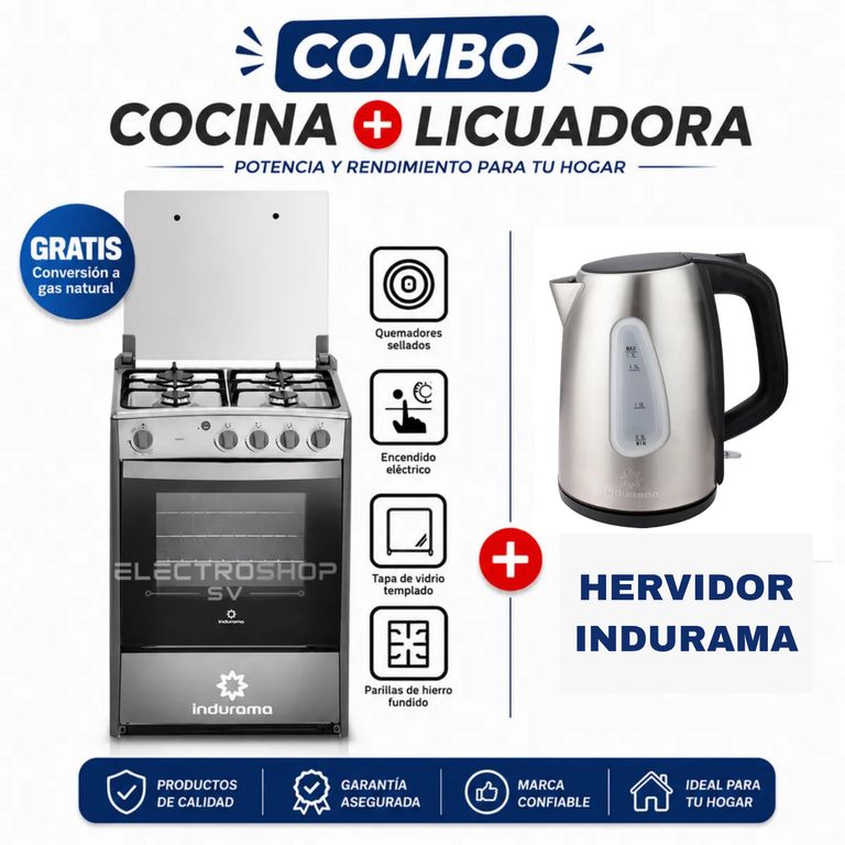 COCINA CORUÑA DE 4 HORNILLAS GRIS + HERVIDOR