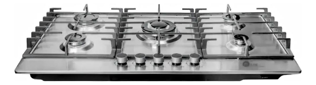 Encimera Cocina A Gas Acero Inoxidable 5 Quemadores Platos