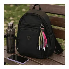 ROHS - Mochila Casual Negra Compacta Con Compartimentos, Bolsillo Frontal Y Correas Ajustables