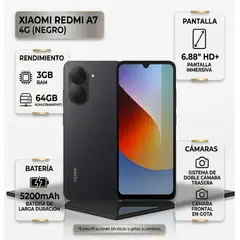 XIAOMI - Celular Redmi A7 3GB RAM 64GB 6.88 5200mAh 4G Negro