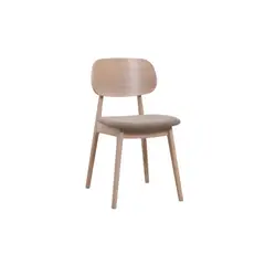 NIHM - SILLA COMEDOR NINA MADERA & TELA NATURAL & LIGHT BEIGE