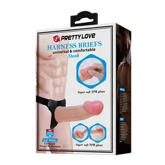 PRETTY LOVE - Funda Pene Extensora + Arnés Stark Dildo Suave 17,5 cm Ø 4.3 cm