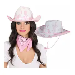 GENERICO - Sombrero Vaquero Rosa Chic con Estampado Unisex Halloween Fiesta Cosplay