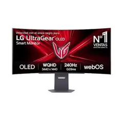 LG - Monitor Gaming 45 UltraGear OLED 45GX90SA-B 45″ Curvo, WQHD, 0.03ms, 240Hz, DP, HDMI, USB-C