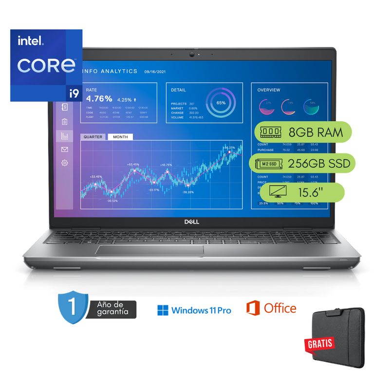 Laptop Precision 3571 Core i9 12va 8GB RAM 256 GB SSD 4GB Video Reacondicionada