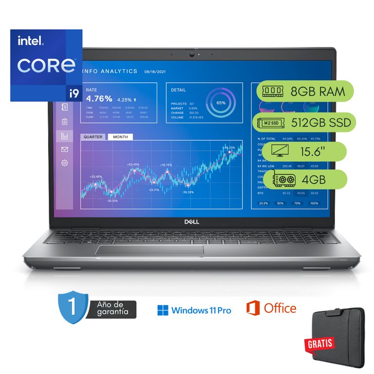 Laptop Precision 3571 Core i9 12va 8GB RAM 512 GB SSD 4GB Video Reacondicionada