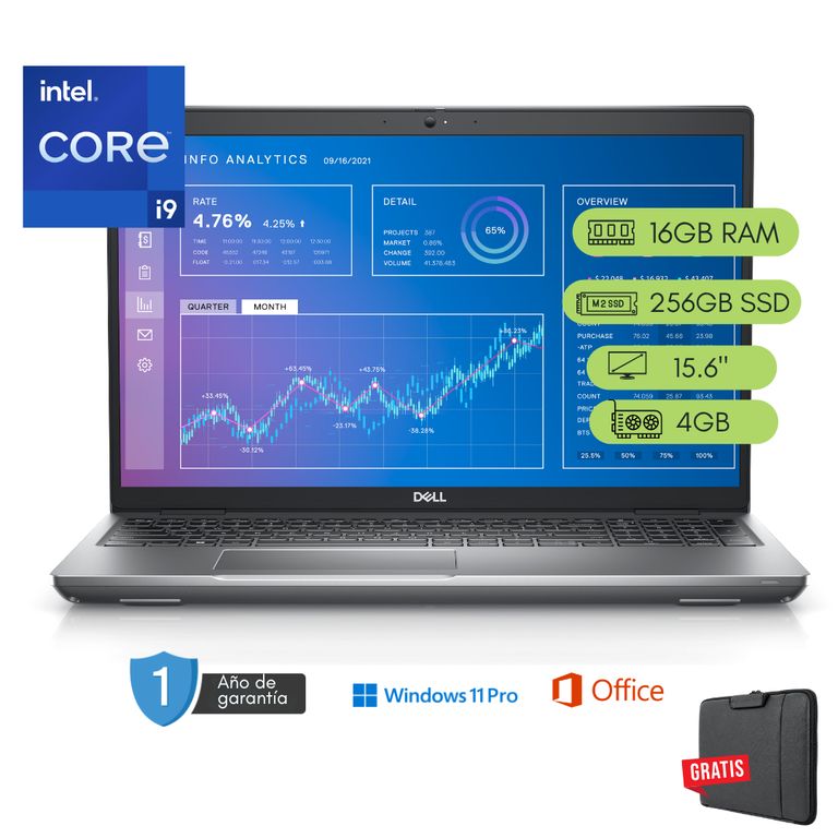 Laptop Precision 3571 Core i9 12va 16GB RAM 256 GB SSD 4GB Video Reacondicionada