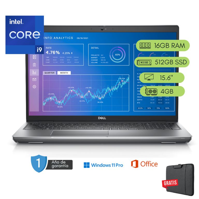 Laptop Precision 3571 Core i9 12va 16GB RAM 512 GB SSD 4GB Video Reacondicionada