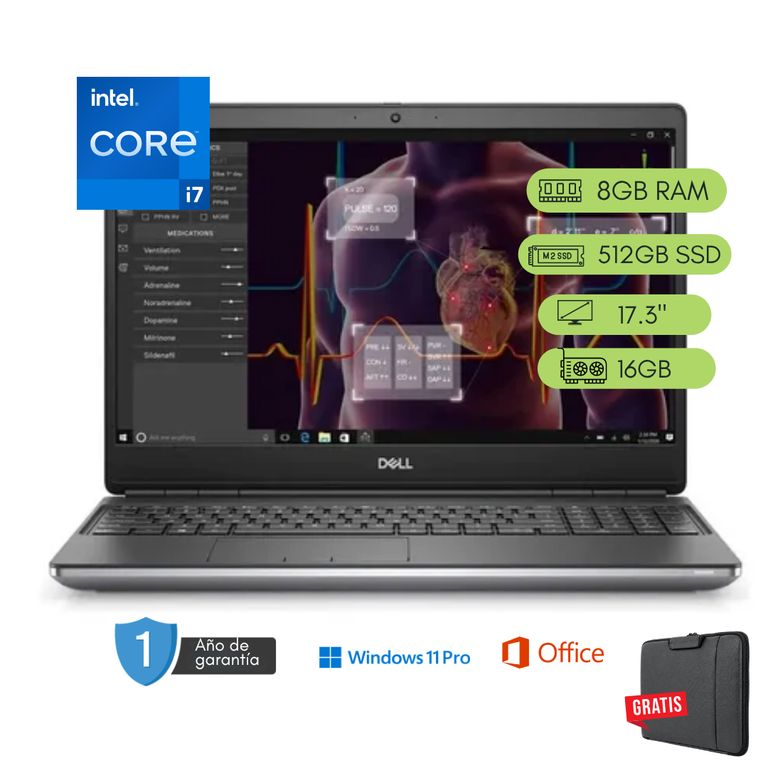 Laptop Precision 7750 Core i7 10ma 8GB RAM 512 GB SSD 16GB Video Reacondicionada