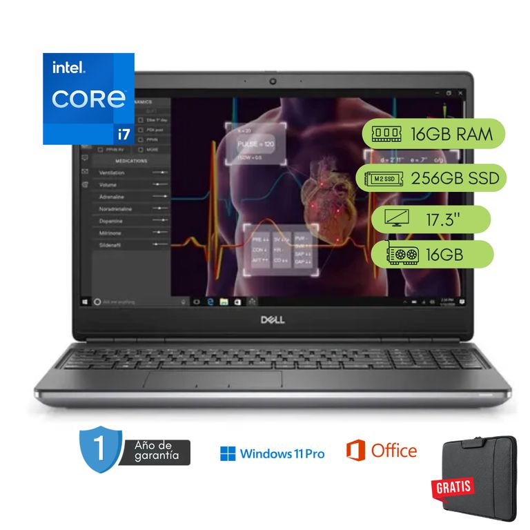 Laptop Precision 7750 Core i7 10ma 16GB RAM 256 GB SSD 16GB Video Reacondicionada
