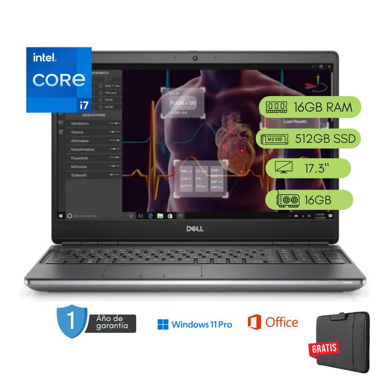 Laptop Precision 7750 Core i7 10ma 16GB RAM 512 GB SSD 16GB Video Reacondicionada