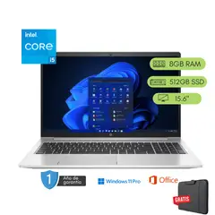 HP - Laptop ProBook 450 G8 Core i5 11va 8GB RAM 512 GB SSD Reacondicionada