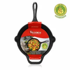 VICTORIA - Sartén Hierro Fundido 25cm Curado Doble Asa