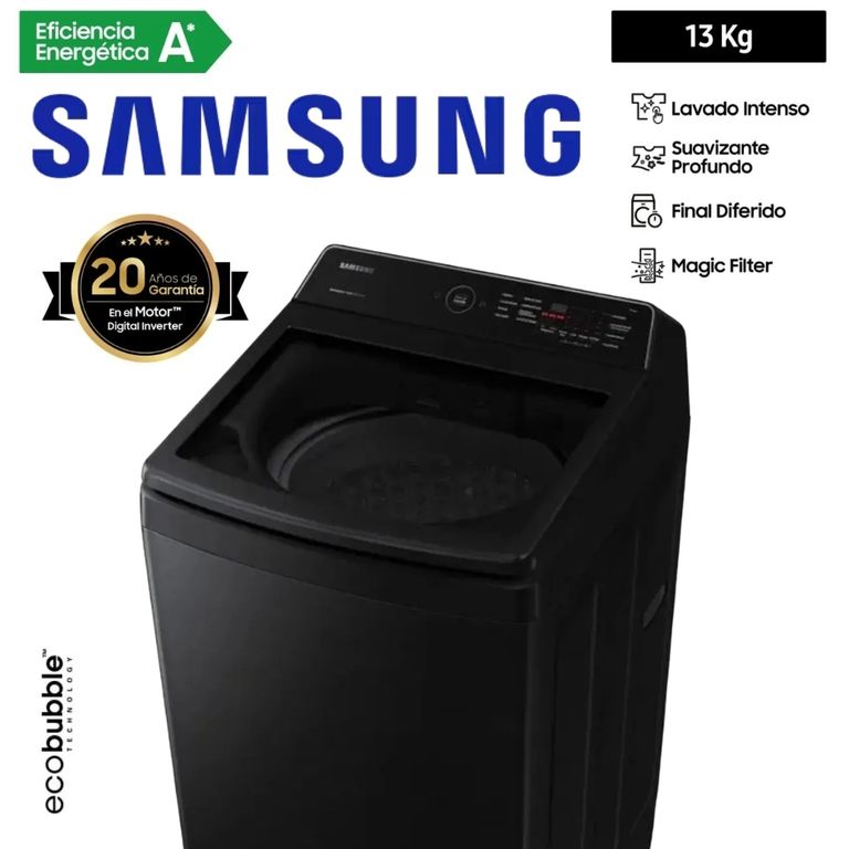 LAVADORA 13KG COLOR NEGRO MOD WA13CG5441BV
