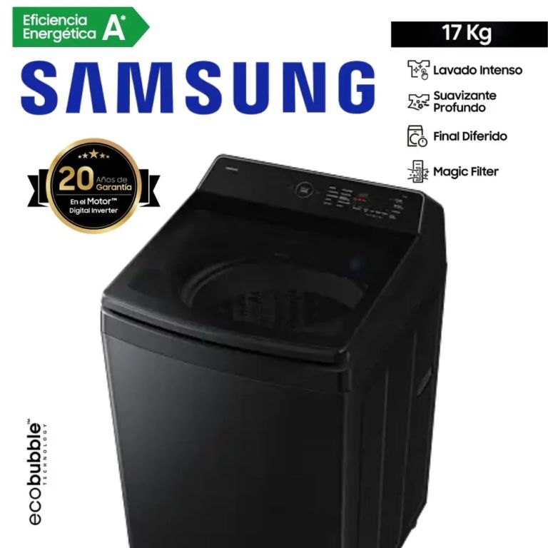 LAVADORA 17KG COLOR NEGRO MOD WA17CG6441BV