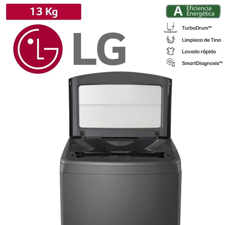 LAVADORA 13KG COLOR NEGRO CLARO MOD WA130BVTB