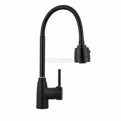 APACHE - Caño mezcladora negro mate doble aireador manguera acero alto