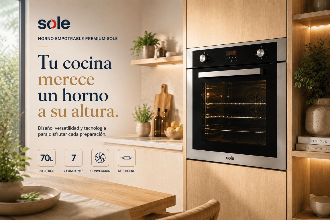 Horno Empotrable A Gas 70L SOLHO007 Premium 7 Funciones