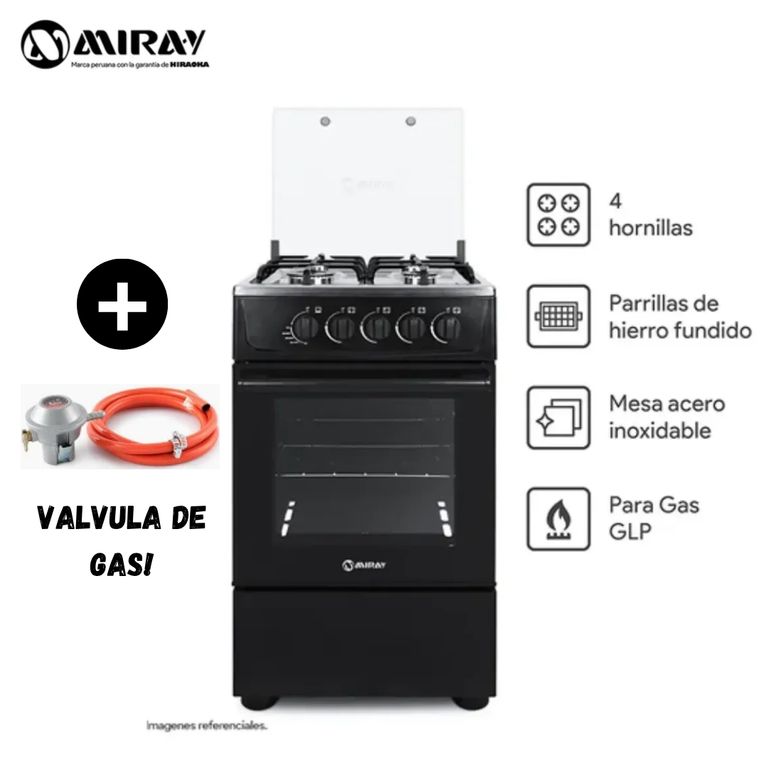 Cocina a Gas ANIS PLUS GLP 4 Hornillas + Valvula de gas