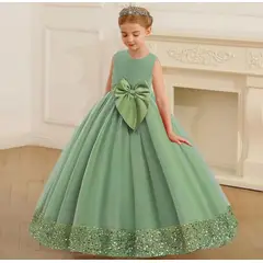 ARELYS - Vestido Fiesta Niña Promoción Inicial Verde Olivo Talla 8