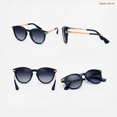 GENERICO - LENTES DE SOL UNISEX UV400 DE LUJO ITALIANOS AZUL TRANSPARENTE CON PATILLAS METÁLICAS DORADAS