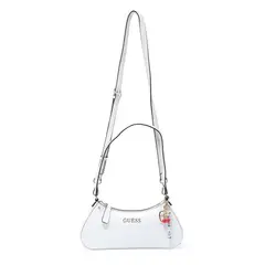 GUESS - CARTERA SHOULDER BAG BLANCA CON LLAVERO DE CEREZAS Y CUENTAS
