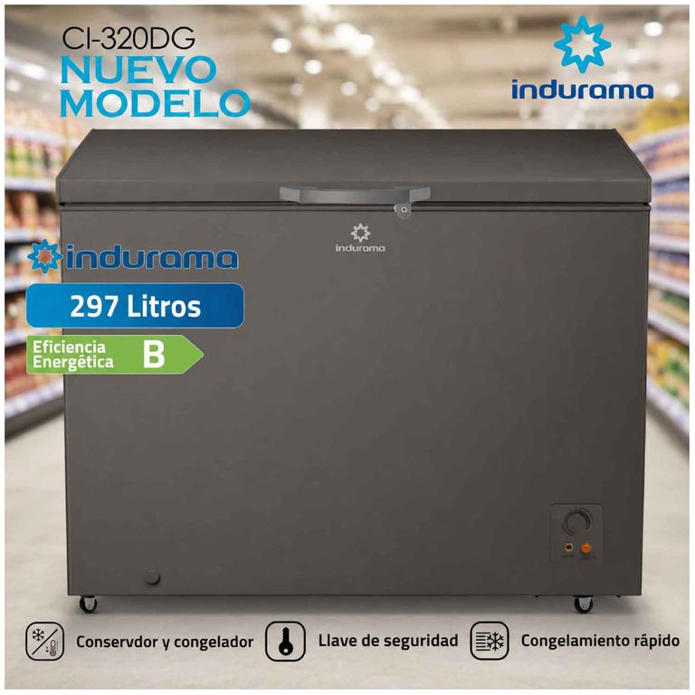 Congeladora Horizontal 297 litros Defrost Gris Indurama CI-320DG