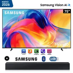 SAMSUNG - Televisor 75 Mini LED M70H Vision AI Smart TV 2026 + Soundbar