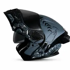 GENERICO - CASCO XKUDO ABATIBLE GALAXY GRIS MATE VISOR OSCURO Y CERTIFICADO + VISOR TRASPARENTE