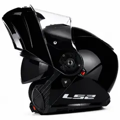 LS2 - CASCO MOTO ABATIBLE NEGRO BRILLO FF908 STROBE II ECER-2206