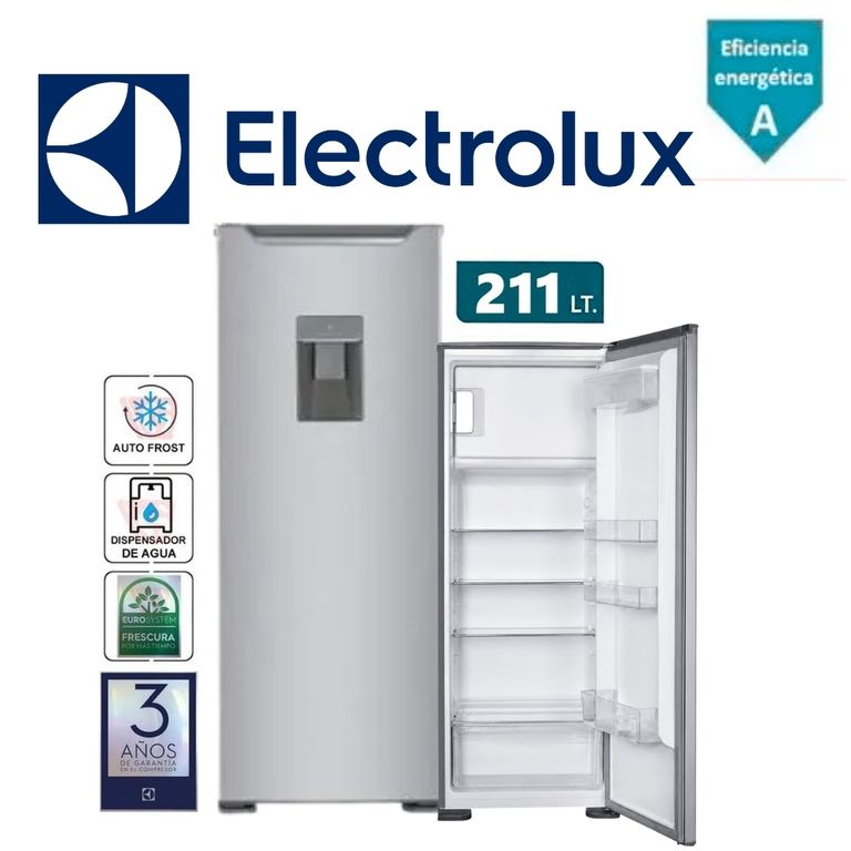 REFRIGERADORA ELEXTROLUX 211LT CON DISPENSADOR COLOR SILVER MOD ERDM26F2HPS