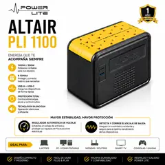 POWER LITE - Estabilizador Altair PLI 1100 AVR 1100VA 550W 8 Tomas USB Tipo C