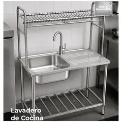 XM - Lavaplatos 1 poza de Acero Inoxidable 100x50 cm con Escurridor