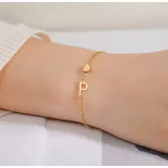 GENERADE - Pulsera de acero con dije letra Y -Dorado